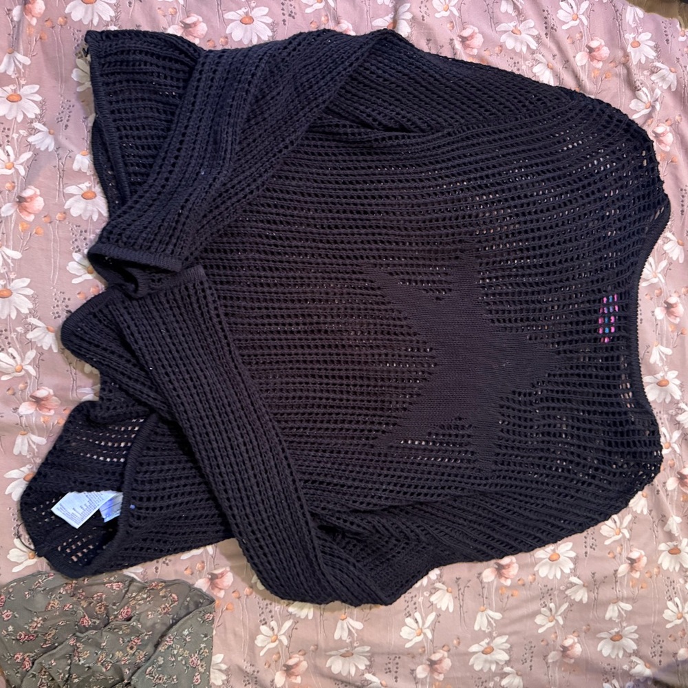 Edikted Black Mesh star Sweater - Picture 3 of 7